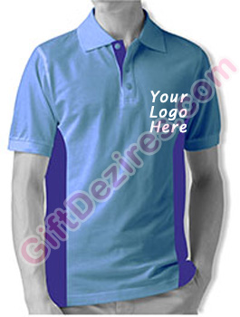 Designer Sky Blue and Royal Blue Color Company Logo Printed T Shirts